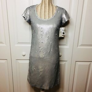 Nicole Miller silver sequined shift dress